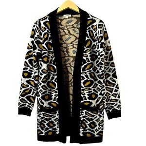 Francesca’s Collections Timing Animal Print Cardigan Size Small